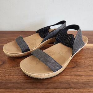 Skechers Womens Luxe Form Cali Brie Most Wanted Black Gray Sandals Cork Wedge 11